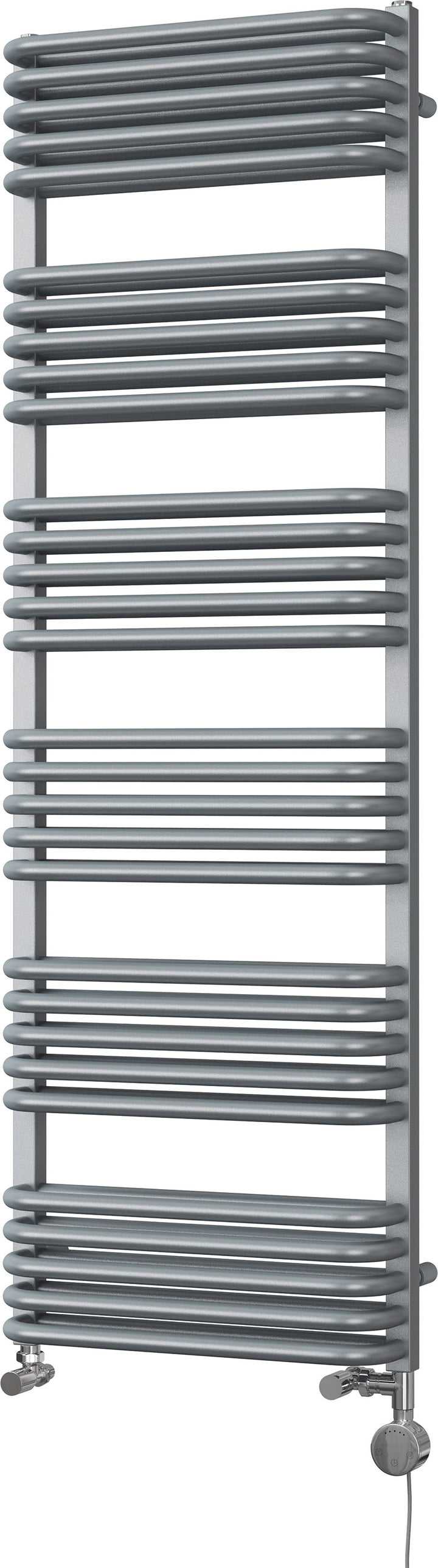 Crossmoor - Silver Dual Fuel Towel Rail H1533mm x W500mm Thermostatic