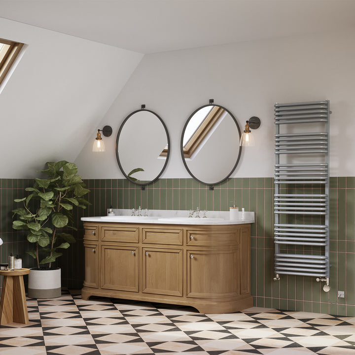 Crossmoor - Silver Dual Fuel Towel Rail H1533mm x W500mm Thermostatic