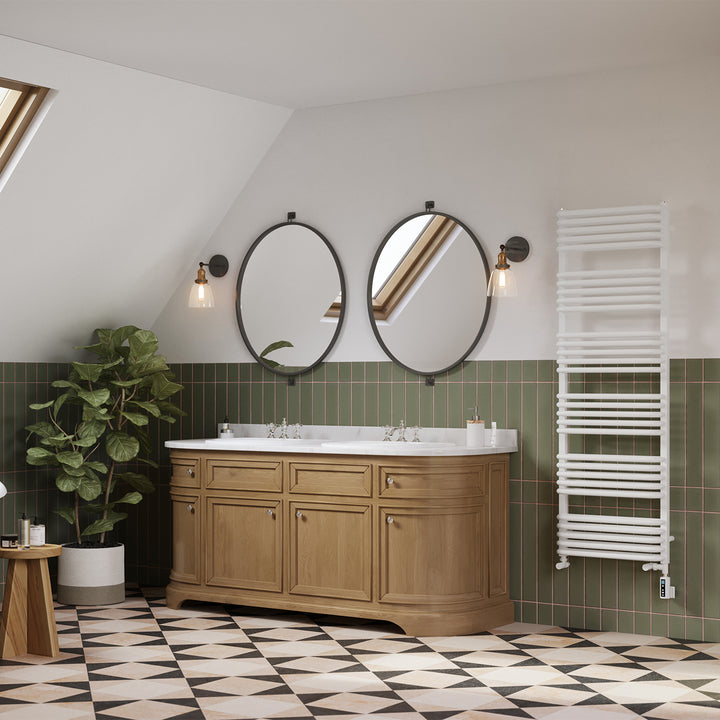 Crossmoor - White Dual Fuel Towel Rail H1533mm x W500mm Thermostatic WIFI