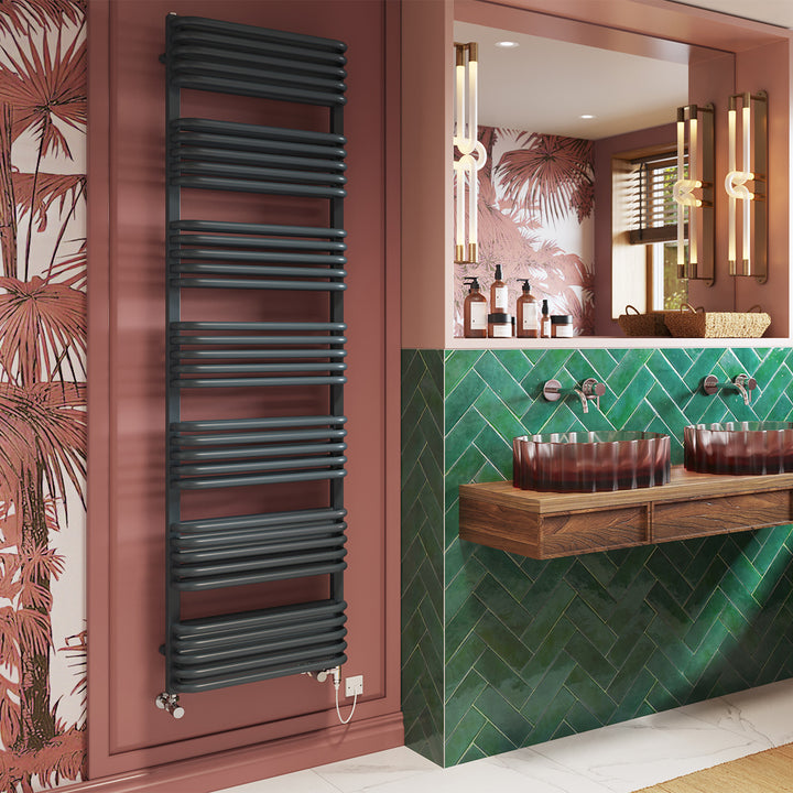 Crossmoor - Anthracite Dual Fuel Towel Rail H1800mm x W500mm Standard