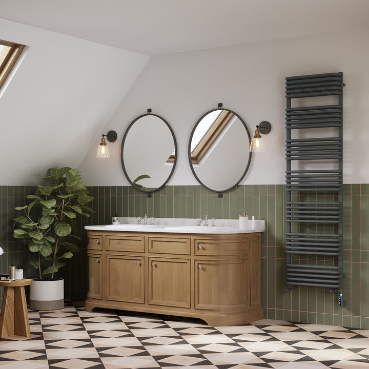 Crossmoor - Anthracite Dual Fuel Towel Rail H1800mm x W500mm Thermostatic WIFI