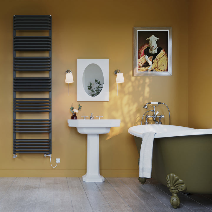 Crossmoor - Black Dual Fuel Towel Rail H1800mm x W500mm Standard