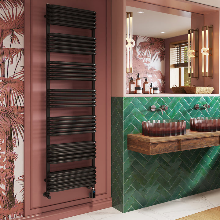 Crossmoor - Black Dual Fuel Towel Rail H1800mm x W500mm Thermostatic WIFI