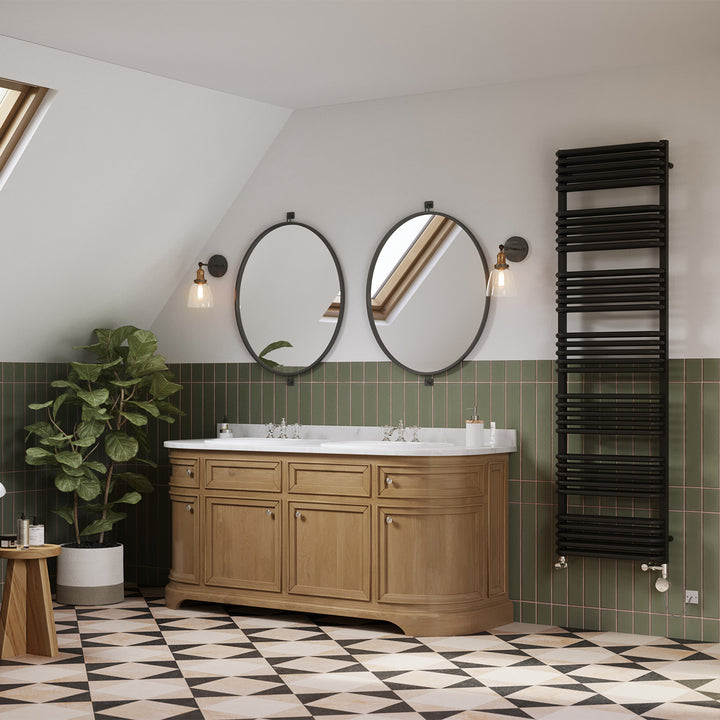 Crossmoor - Black Dual Fuel Towel Rail H1800mm x W500mm Thermostatic