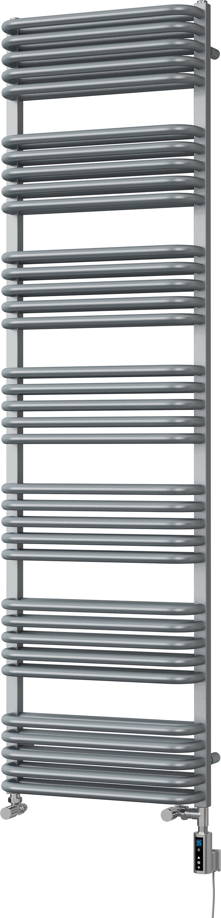 Crossmoor - Silver Dual Fuel Towel Rail H1800mm x W500mm Thermostatic WIFI