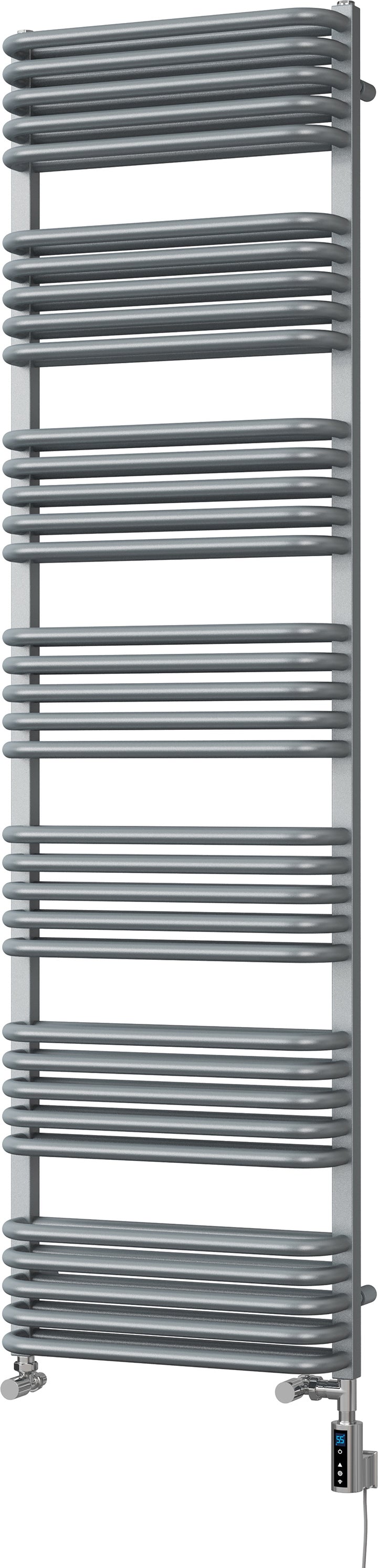 Crossmoor - Silver Dual Fuel Towel Rail H1800mm x W500mm Thermostatic WIFI