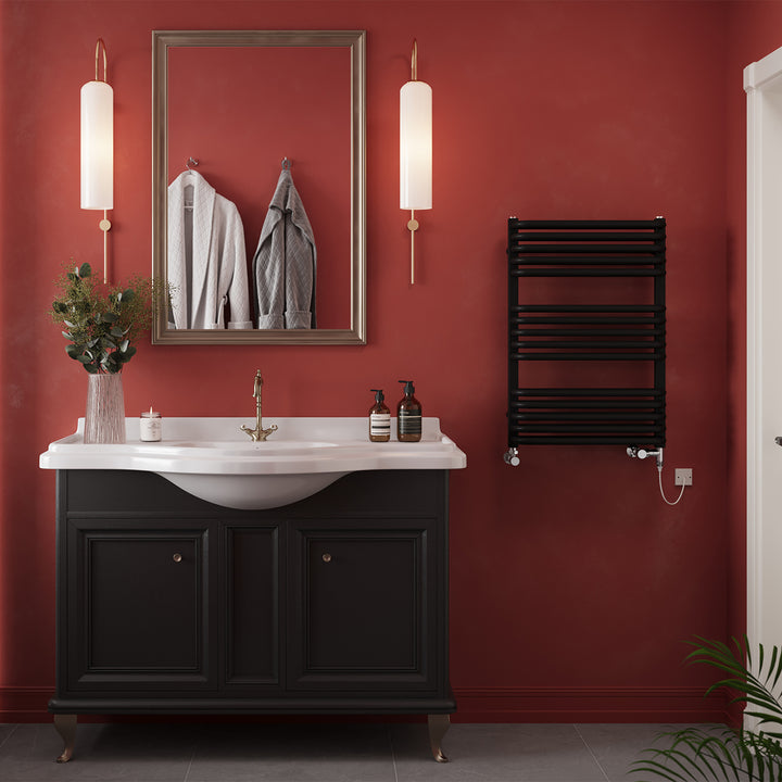 Crossmoor - Black Dual Fuel Towel Rail H736mm x W500mm Standard