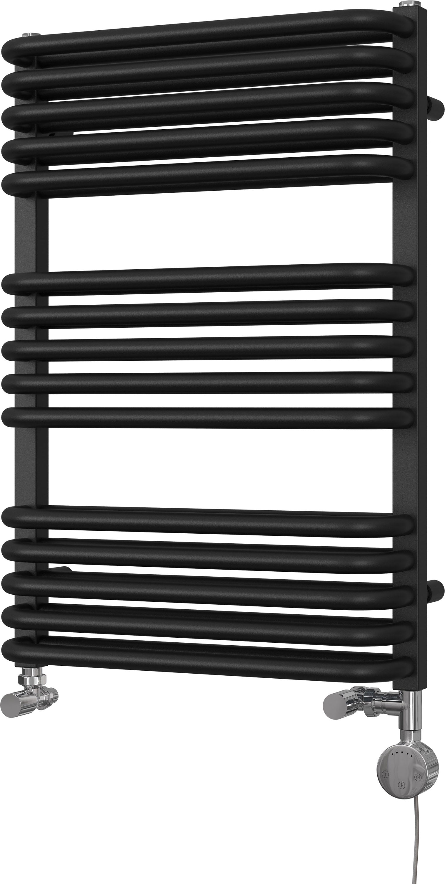 Crossmoor - Black Dual Fuel Towel Rail H736mm x W500mm Thermostatic