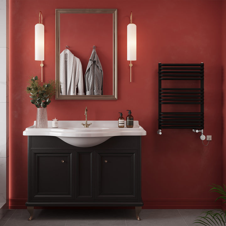 Crossmoor - Black Dual Fuel Towel Rail H736mm x W500mm Thermostatic