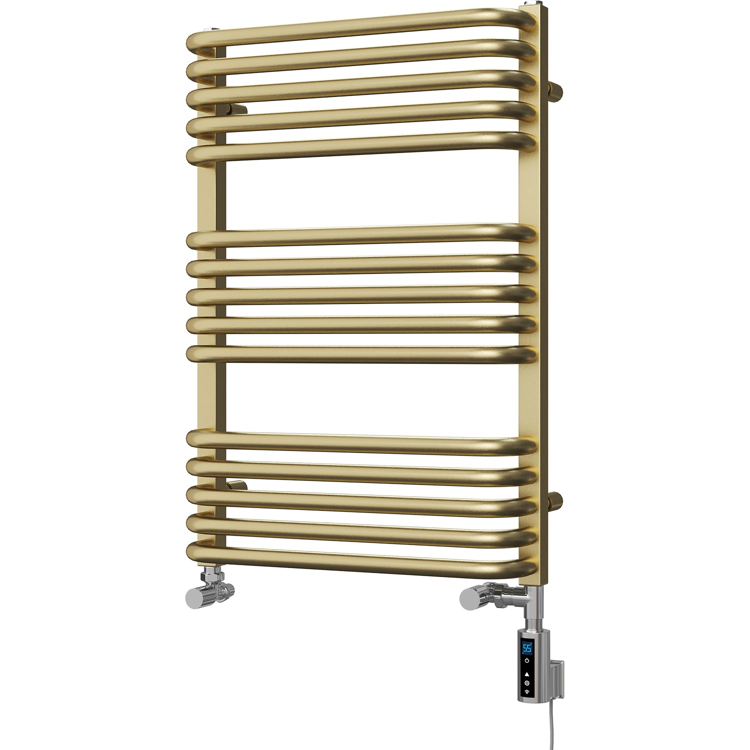 Crossmoor - Brushed Gold Dual Fuel Towel Rail H736mm x W500mm Thermostatic WIFI