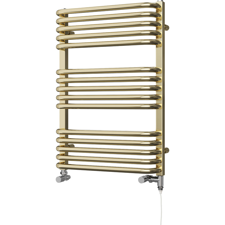 Crossmoor - Polished Brass Dual Fuel Towel Rail H736mm x W500mm Standard