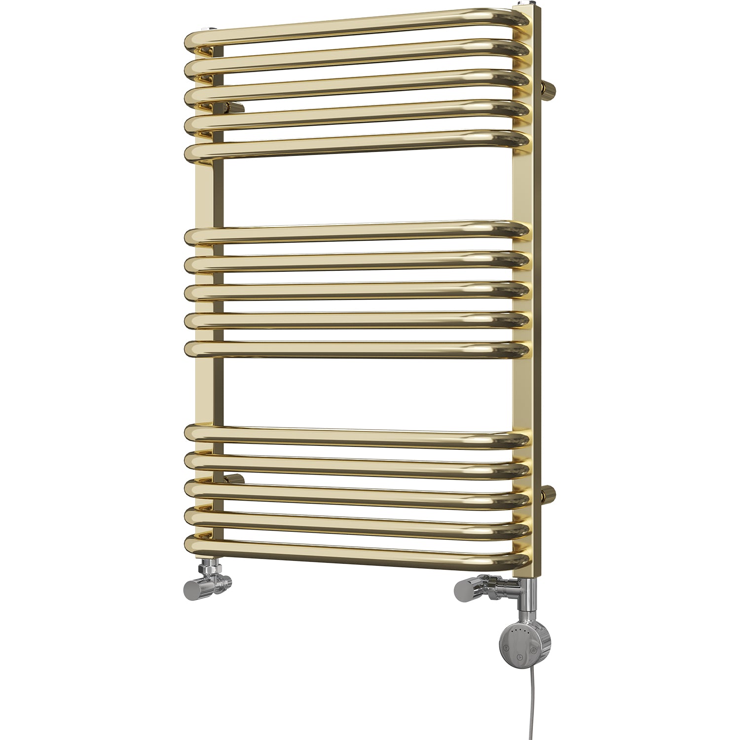 Crossmoor - Polished Gold Dual Fuel Towel Rail H736mm x W500mm Thermostatic