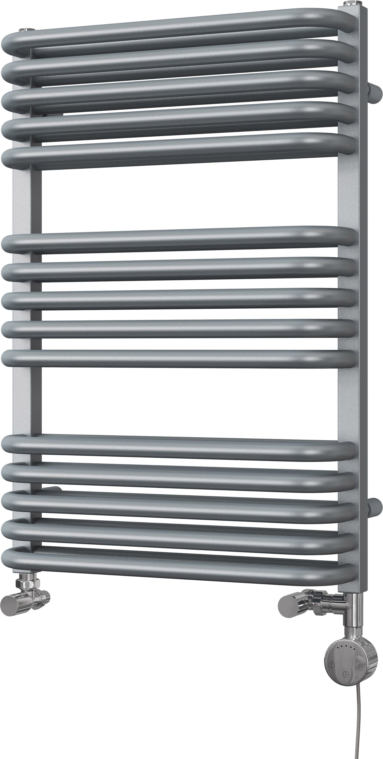 Crossmoor - Silver Dual Fuel Towel Rail H736mm x W500mm Thermostatic