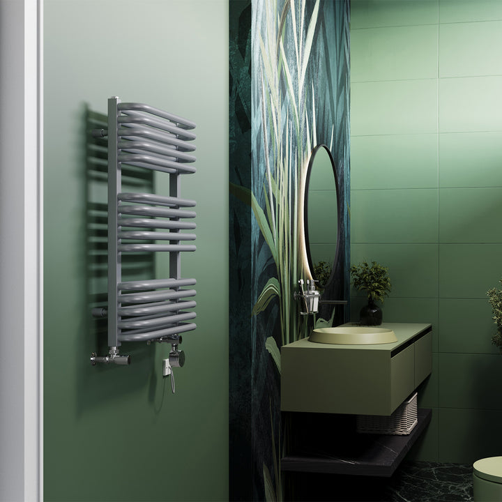 Crossmoor - Silver Dual Fuel Towel Rail H736mm x W500mm Thermostatic