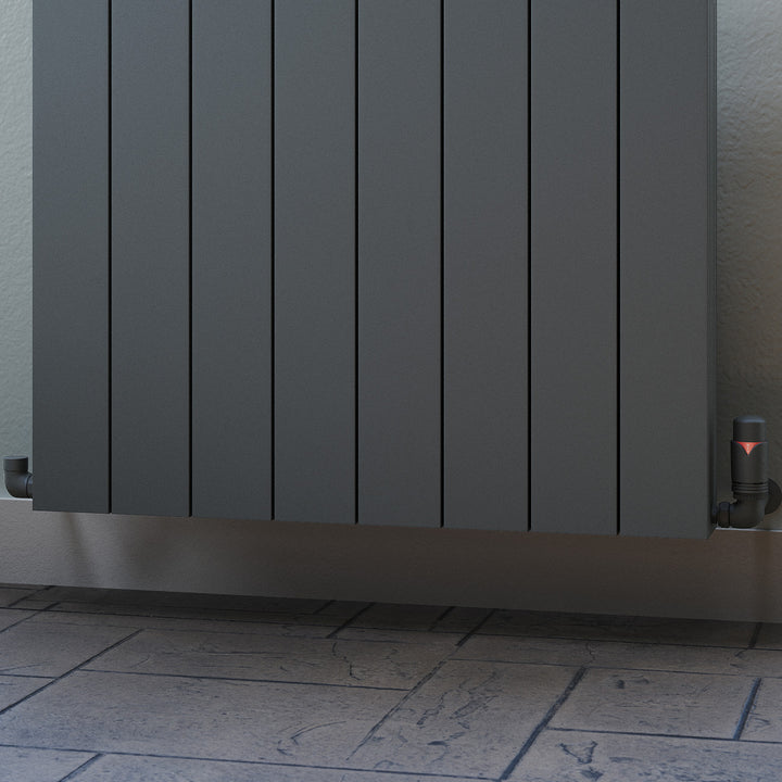 Derry Bold - Anthracite Thermostatic Radiator Valve & Lockshield Corner 15mm