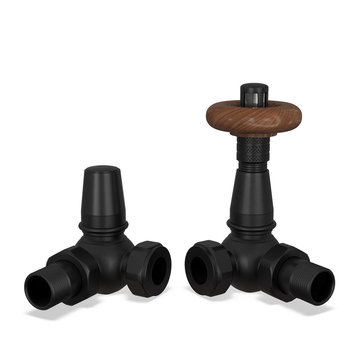 Derry Traditional - Thermostatic Radiator Valve & Accessory Kit - Black Corner 15mm