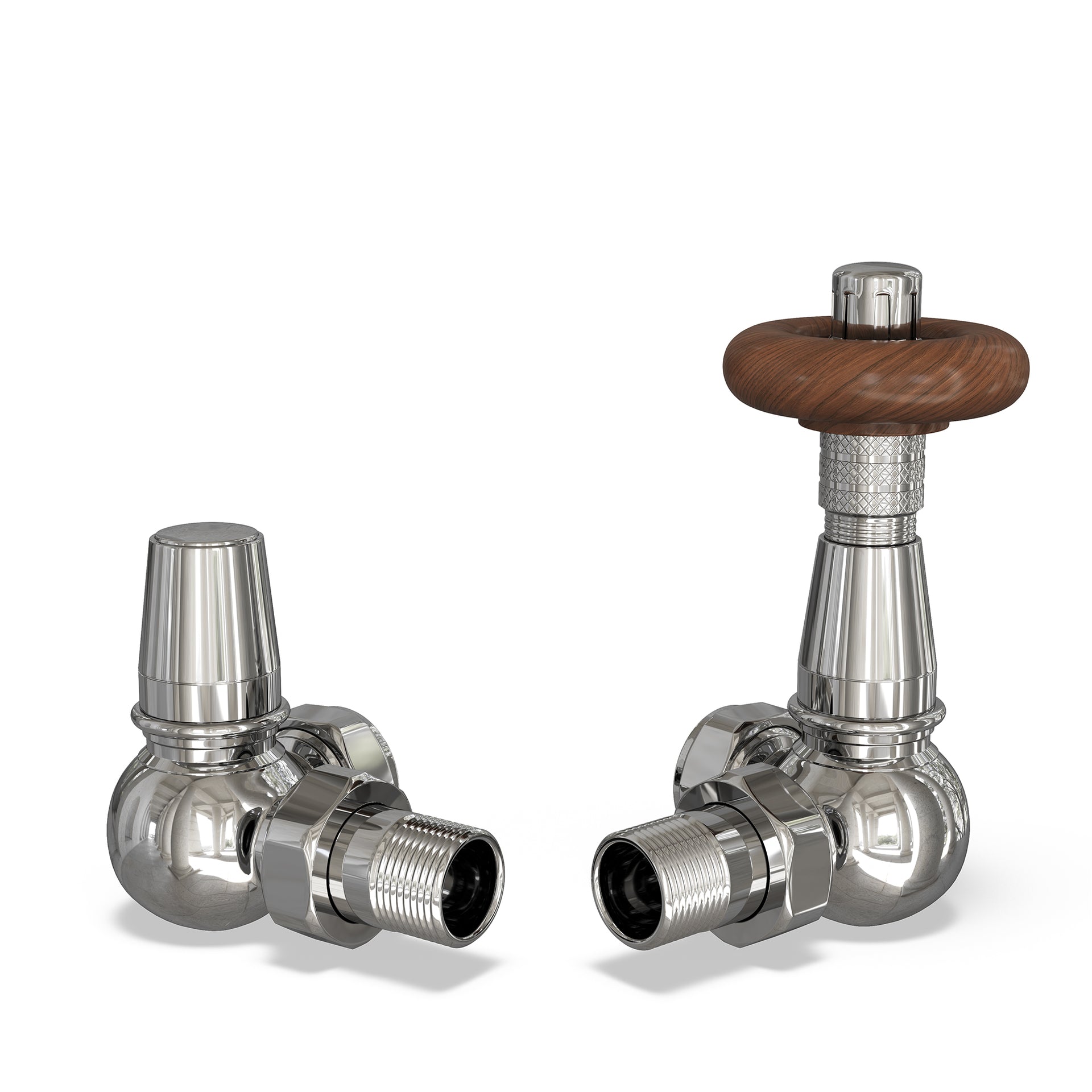 Derry Traditional Chrome Thermostatic Radiator Valve & Lockshield – Corner 8mm TRV Pair