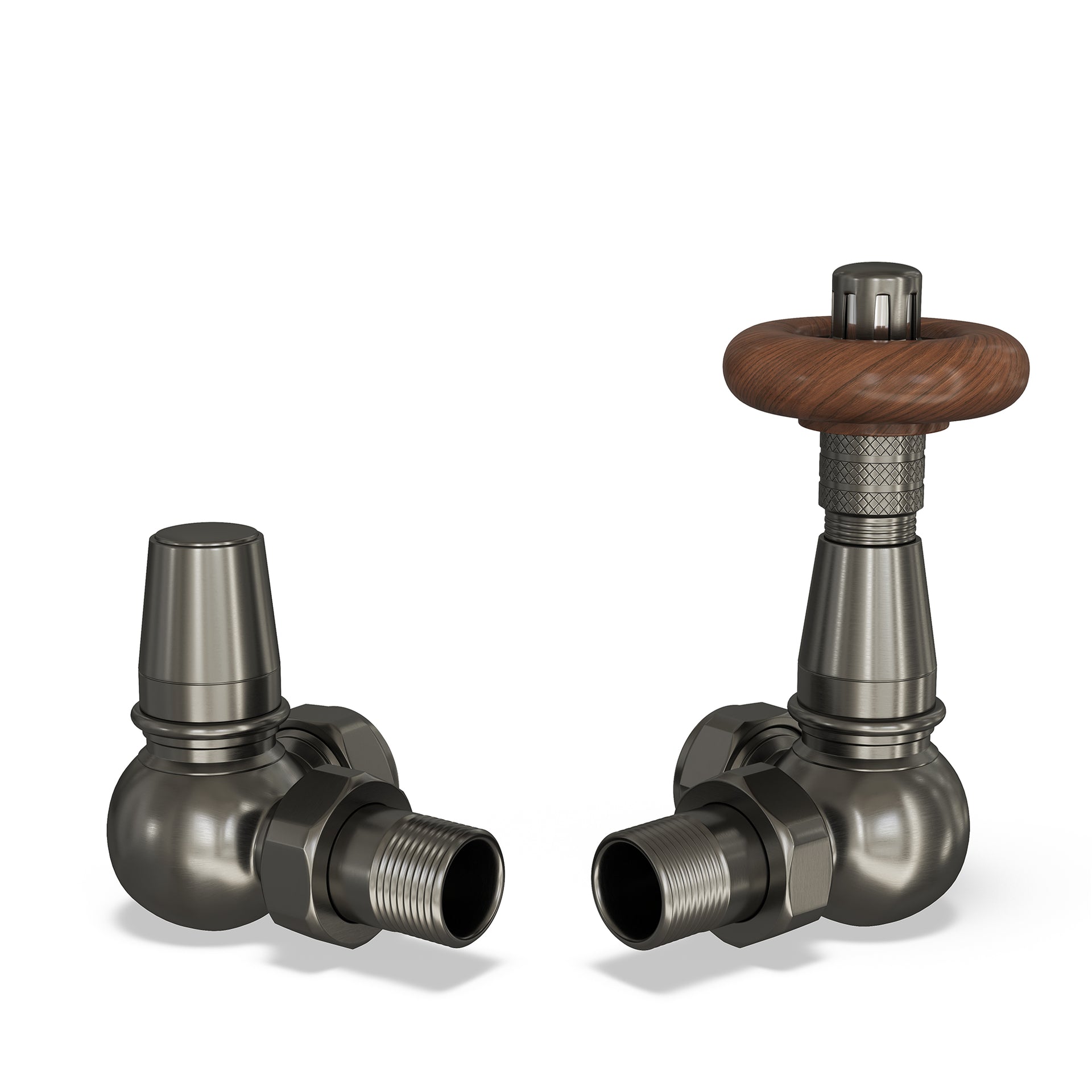 Derry Traditional - Pewter Thermostatic Radiator Valve & Lockshield Corner 10mm