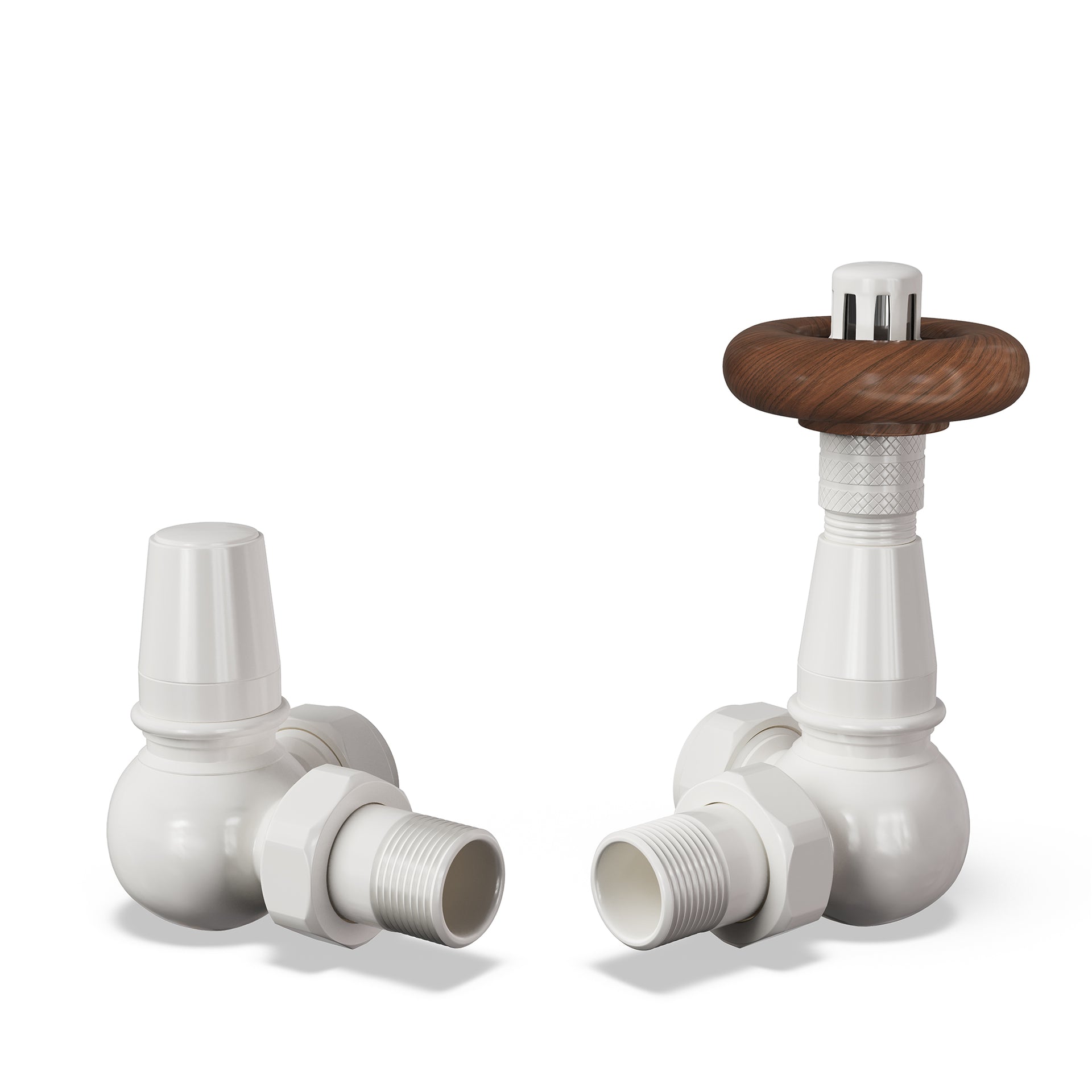 Derry Traditional - White Thermostatic Radiator Valve & Lockshield Corner 8mm