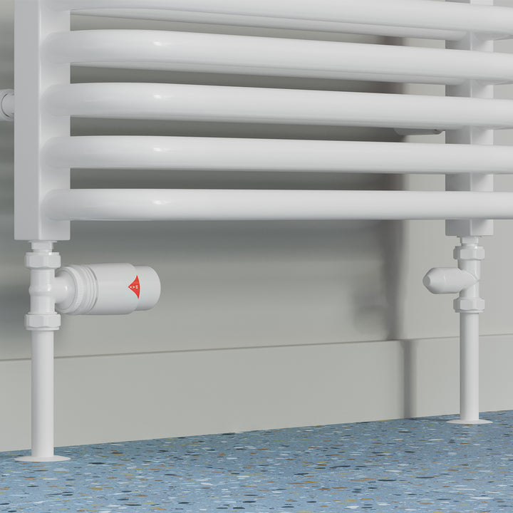 Derry Bold - White Thermostatic Radiator Valve & Lockshield Straight 8mm