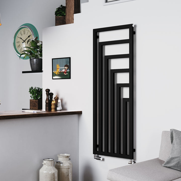 Angus - Black Vertical Radiator H1460mm x W520mm Single Panel