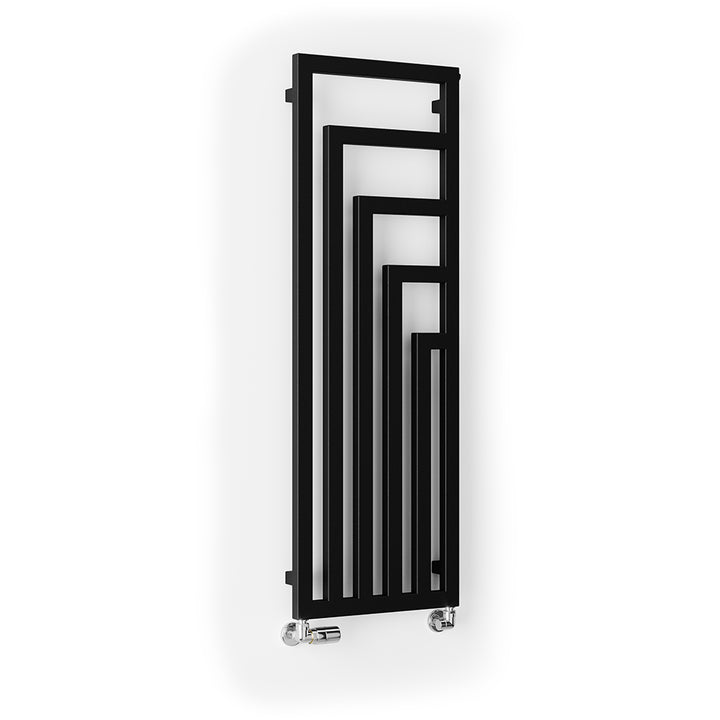Angus - Black Vertical Radiator H1300mm x W440mm Single Panel