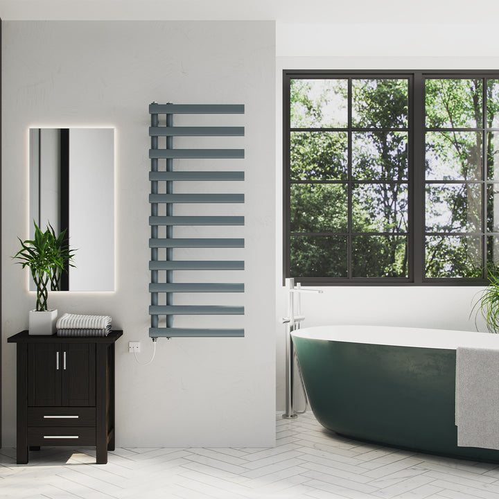 Elyan - Anthracite Electric Towel Rail H1238mm x W500mm 400w Standard