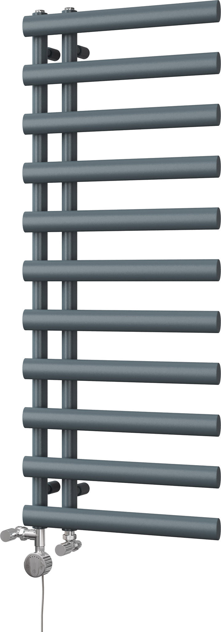 Elyan - Anthracite Dual Fuel Towel Rail H1238mm x W500mm Thermostatic