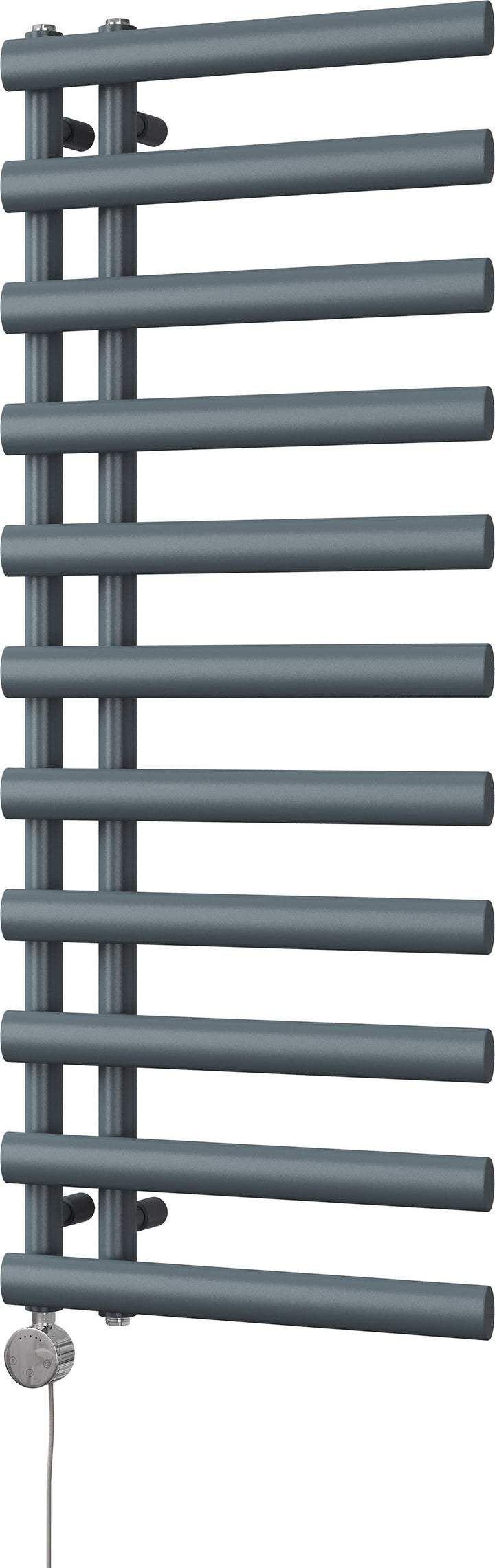 Elyan - Anthracite Electric Towel Rail H1238mm x W500mm 600w Thermostatic