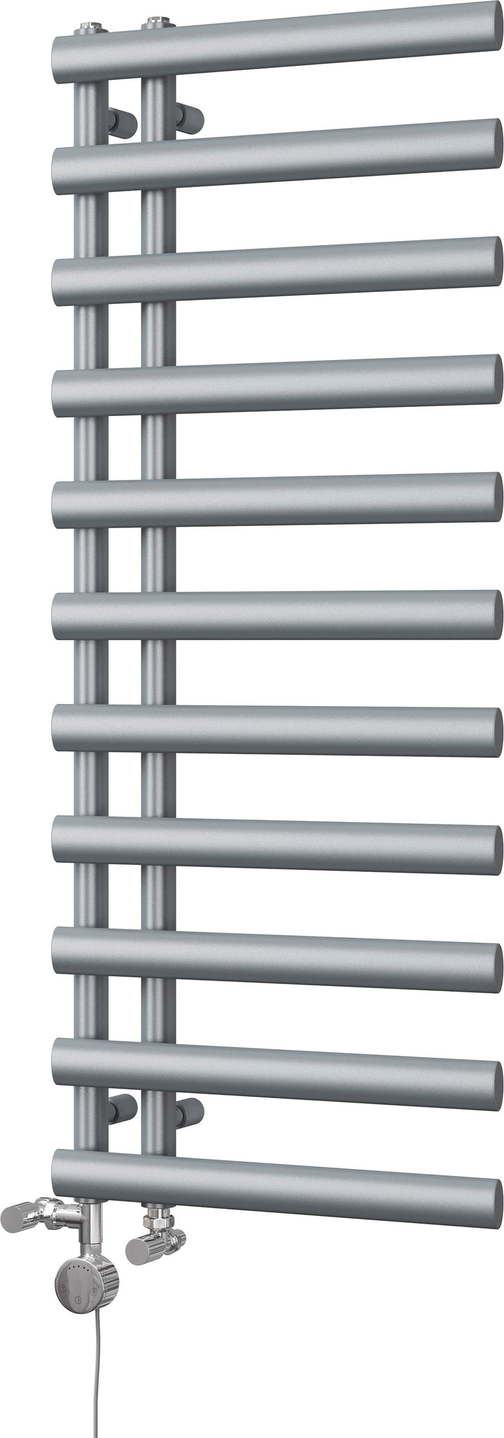 Elyan - Silver Dual Fuel Towel Rail H1238mm x W500mm Thermostatic