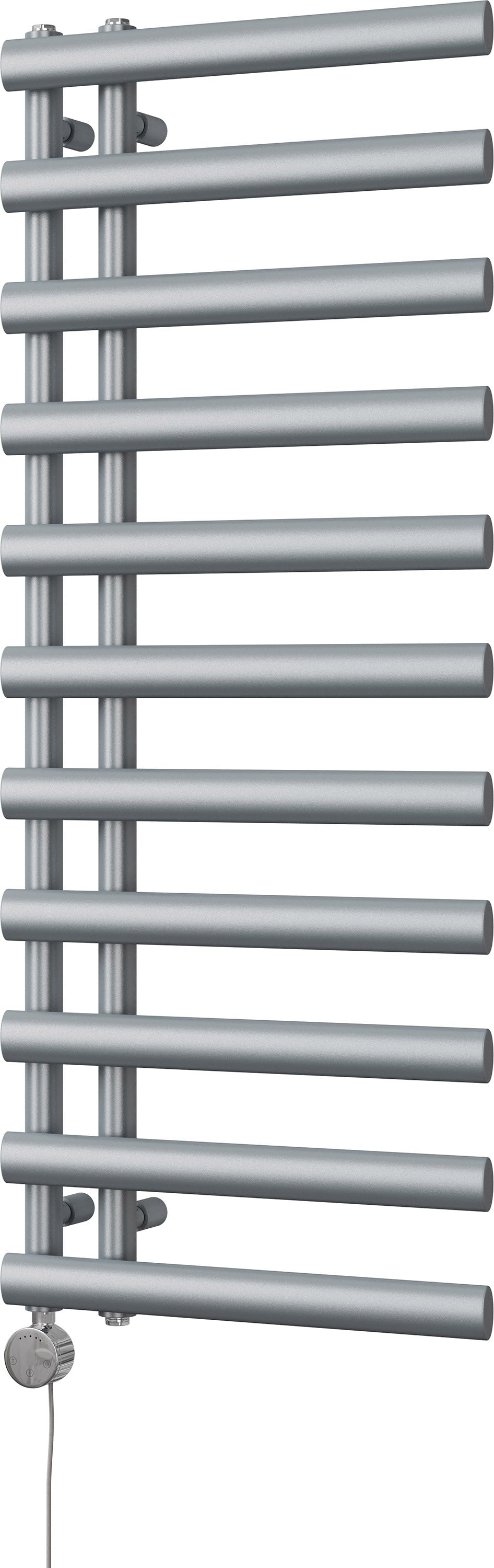 Elyan - Silver Electric Towel Rail H1238mm x W500mm 600w Thermostatic
