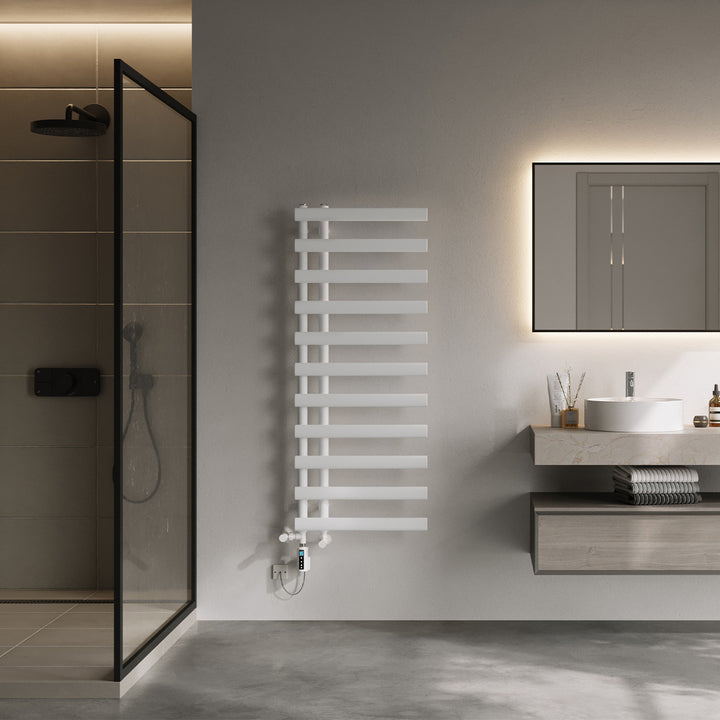 Elyan - White Dual Fuel Towel Rail H1238mm x W500mm Thermostatic WIFI