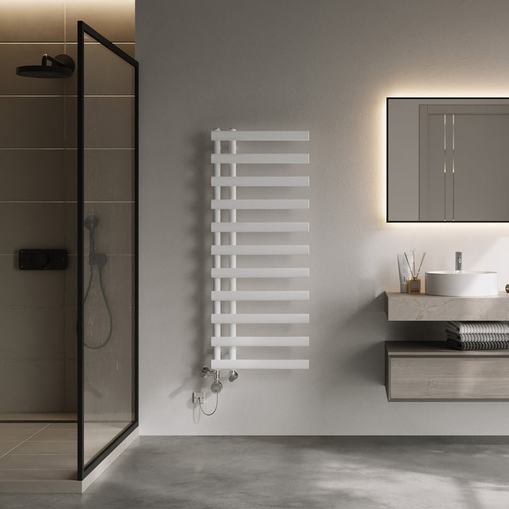 Elyan - White Dual Fuel Towel Rail H1238mm x W500mm Thermostatic