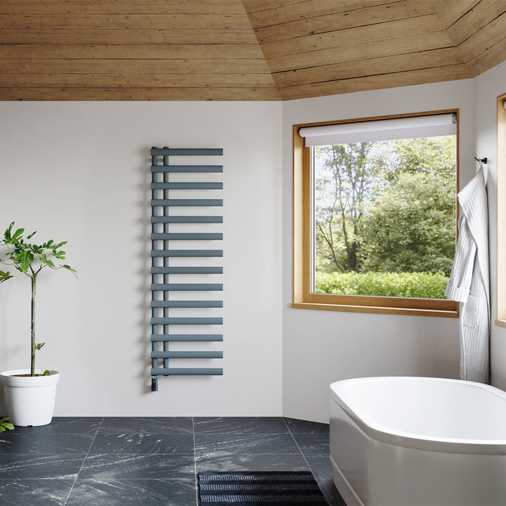 Elyan - Anthracite Electric Towel Rail H1592mm x W500mm 700w Thermostatic WIFI