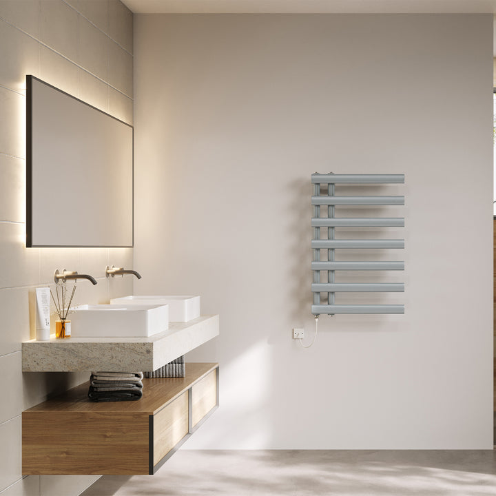 Elyan - Silver Electric Towel Rail H766mm x W500mm 300w Standard
