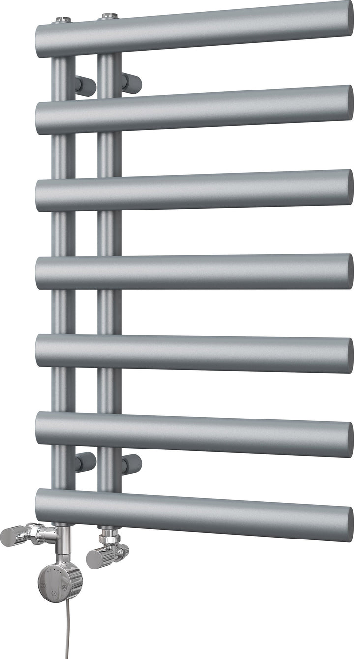 Elyan - Silver Dual Fuel Towel Rail H766mm x W500mm Thermostatic