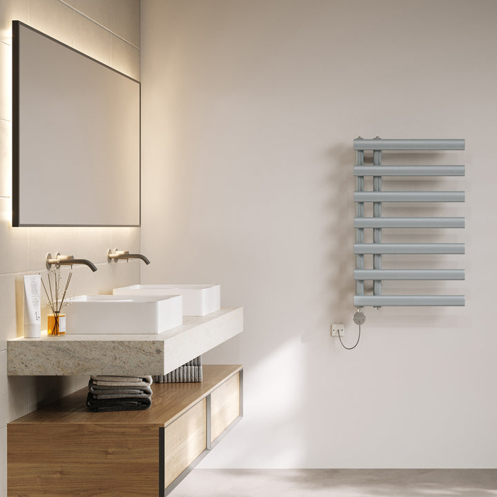 Elyan - Silver Electric Towel Rail H766mm x W500mm 300w Thermostatic