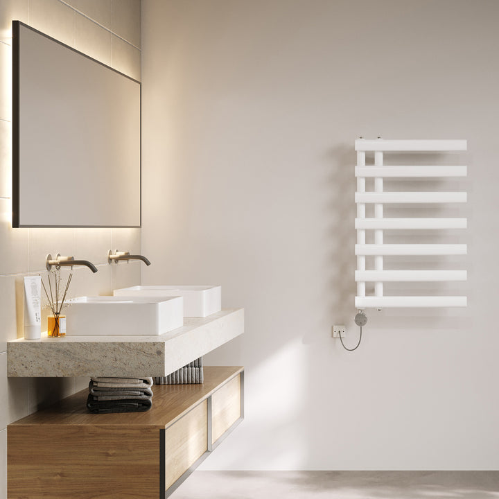 Elyan - White Electric Towel Rail H766mm x W500mm 300w Thermostatic