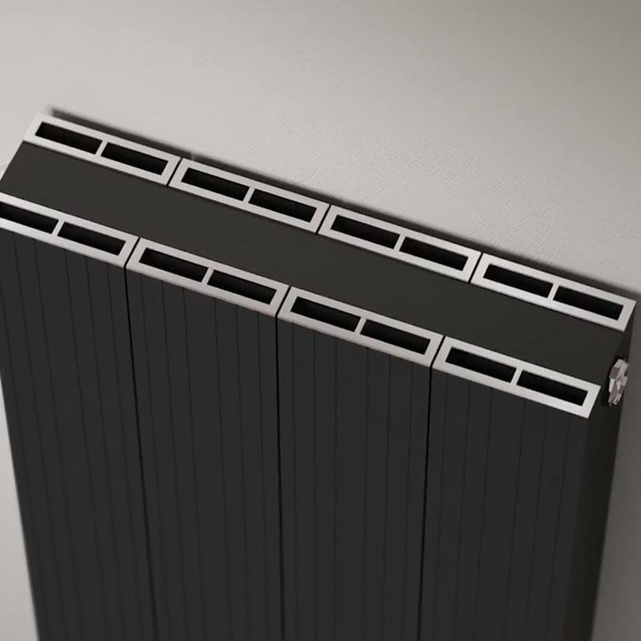 Thetford - Black Vertical Radiator Double Panel H1600mm x W466mm Grooved