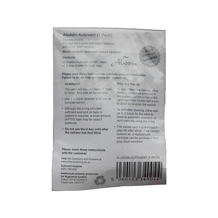 Autovents - Radiator Bleed Valve With Replaceable Cartridge