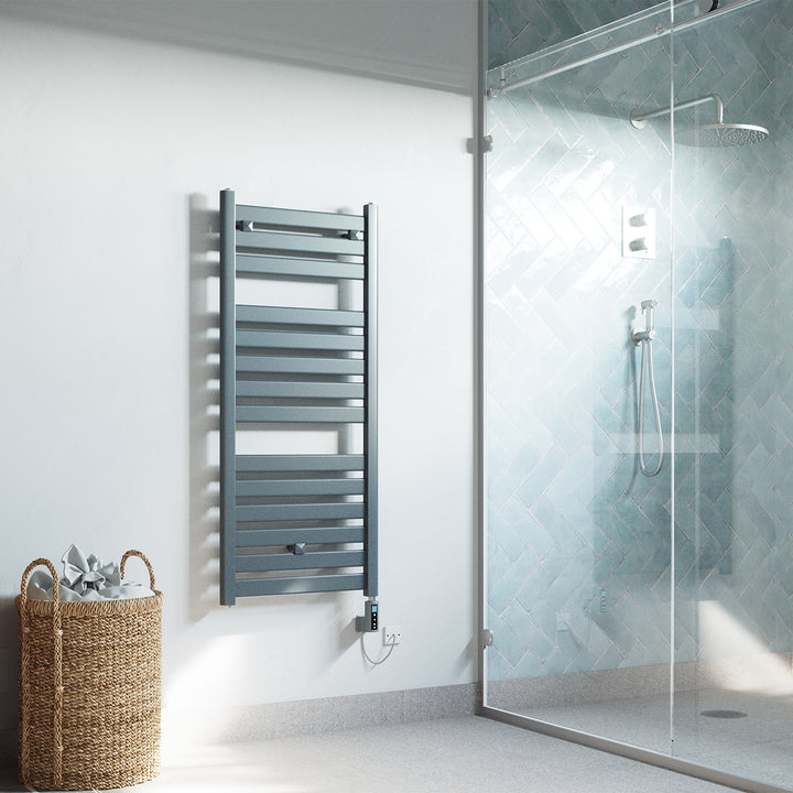 Capri - Anthracite Electric Towel Rail H1147mm x W500mm Straight 600w Thermostatic WIFI