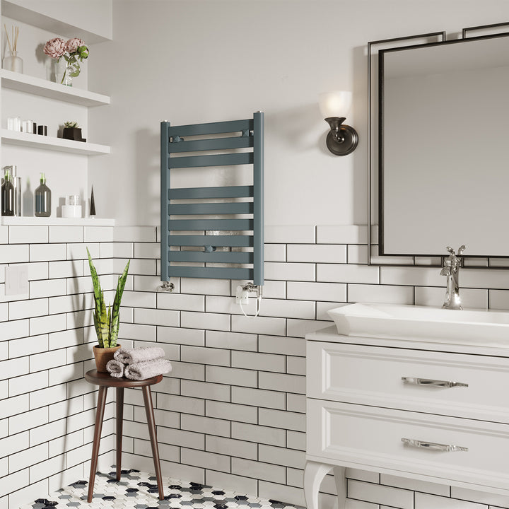 Capri - Anthracite Dual Fuel Towel Rail H719mm x W500mm Standard - Straight