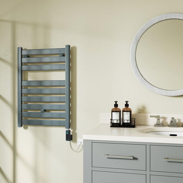Capri - Anthracite Electric Towel Rail H719mm x W500mm Straight 300w Thermostatic WIFI