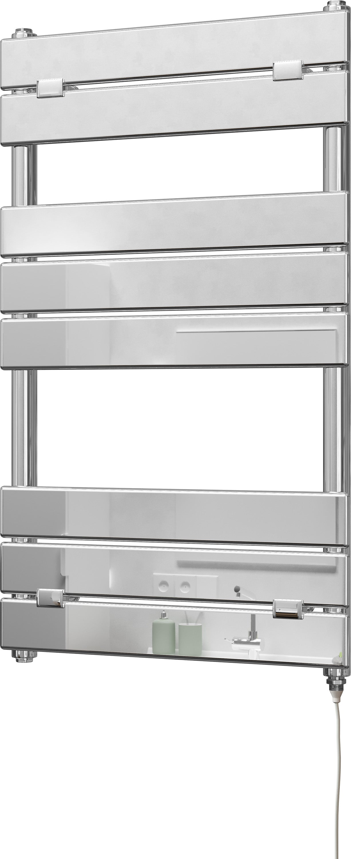 Egadi Chrome Electric Towel Rail 840mm x 500mm – Standard 200W Heated Bathroom Radiator