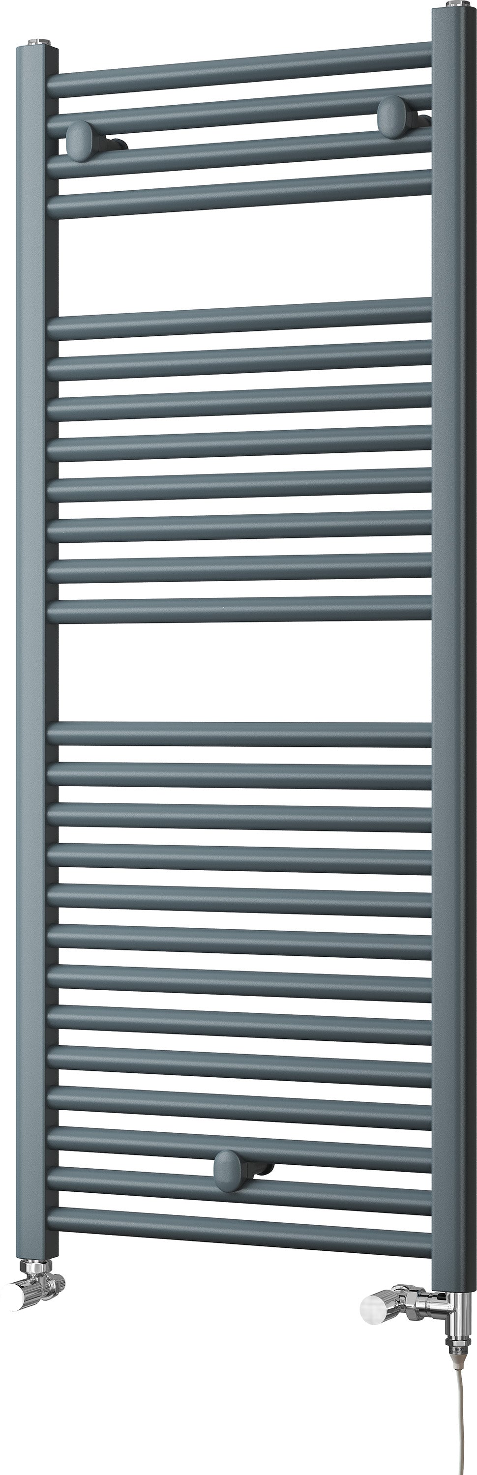 Roma - Anthracite Dual Fuel Towel Rail H1230mm x W500mm Standard - Straight