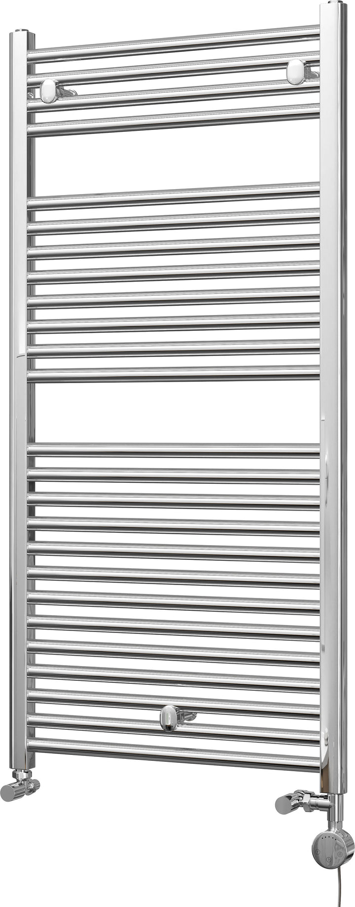 Roma - Chrome Dual Fuel Towel Rail H1230mm x W600mm Thermostatic - Straight