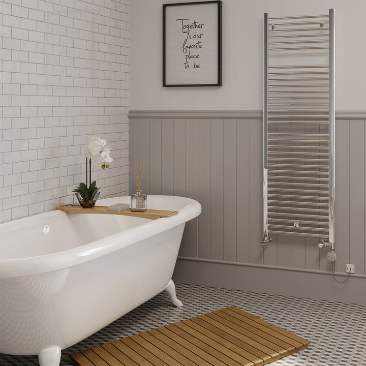 Roma - Chrome Dual Fuel Towel Rail H1512mm x W500mm Thermostatic - Straight