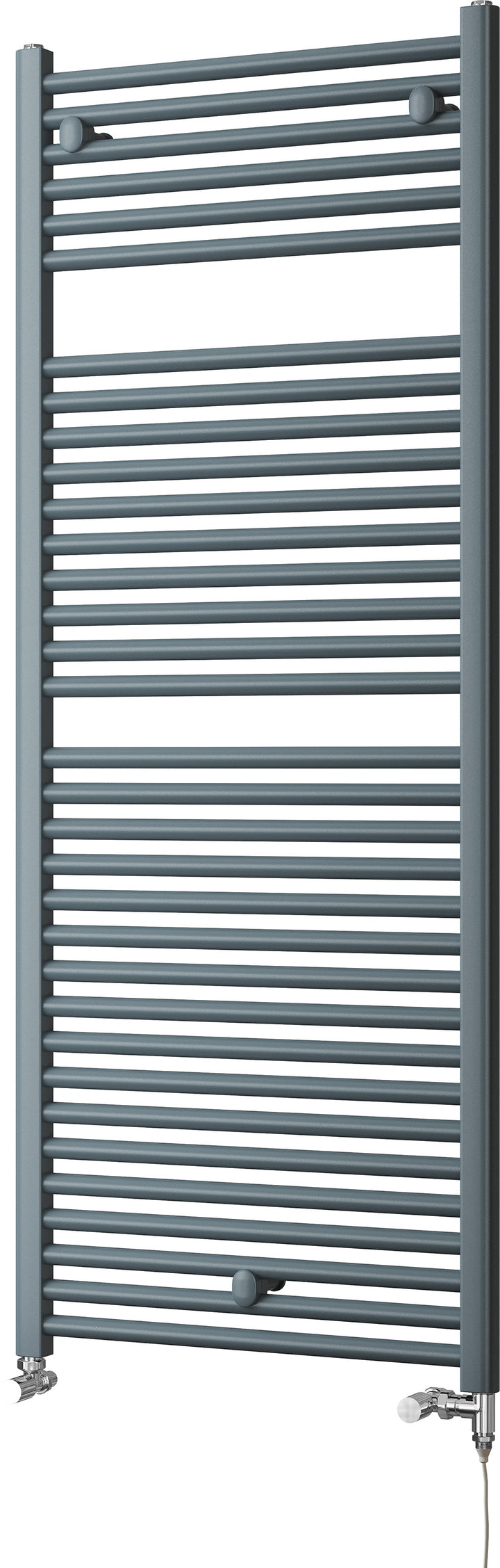 Roma - Anthracite Dual Fuel Towel Rail H1512mm x W600mm Standard - Straight