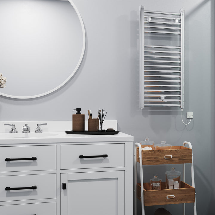 Roma - Chrome Electric Towel Rail H842mm x W400mm Straight 200w Standard