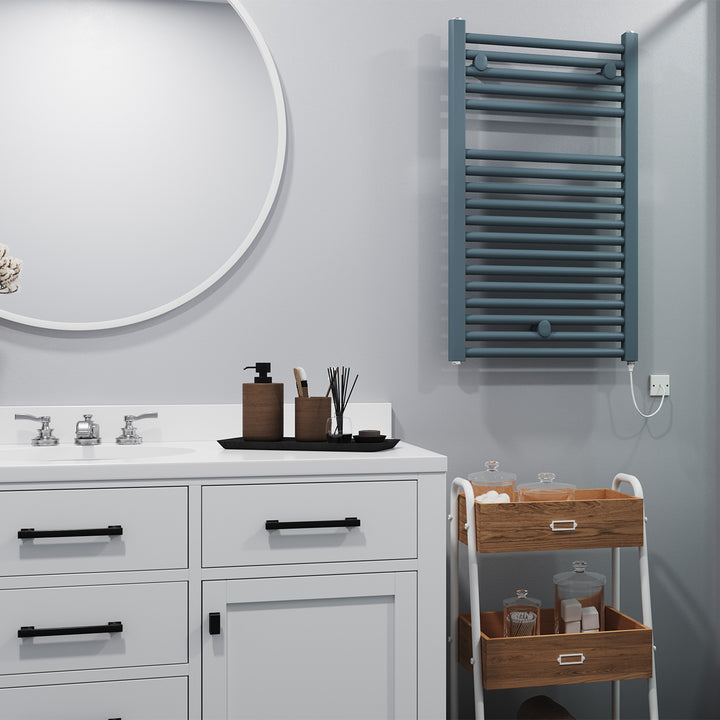 Roma - Anthracite Electric Towel Rail H842mm x W500mm Straight 400w Standard